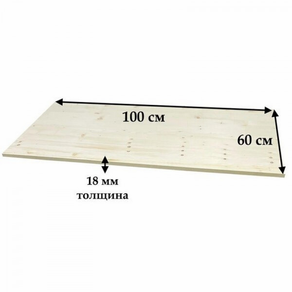 Щит мебельный из хвойных пород дерева сорт AB, толщина 18 мм, 100х60 см