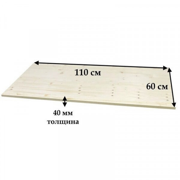 Щит мебельный из хвойных пород дерева сорт AB, толщина 40 мм, 110х60 см