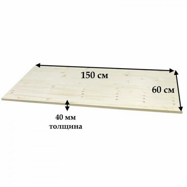 Щит мебельный из хвойных пород дерева сорт AB, толщина 40 мм, 150х60 см