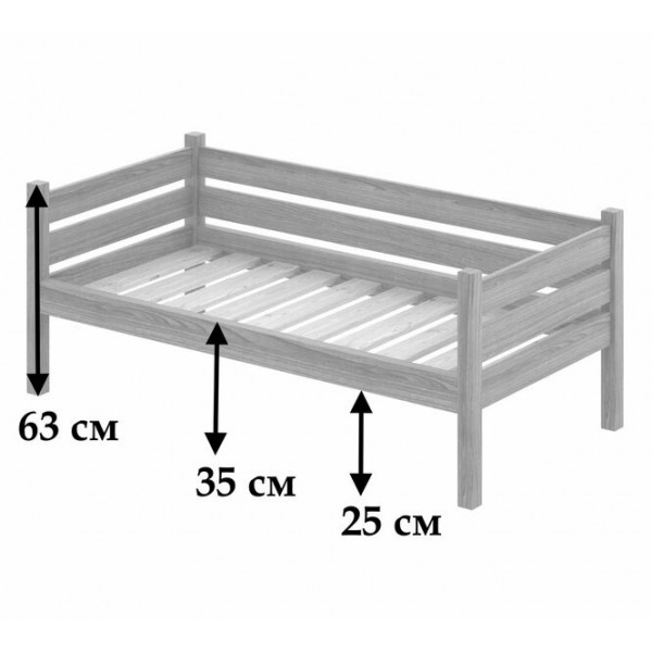 Тахта односпальная из массива сосны с реечным основанием, 100х160 см (габариты 110х170), цвет темного дуба