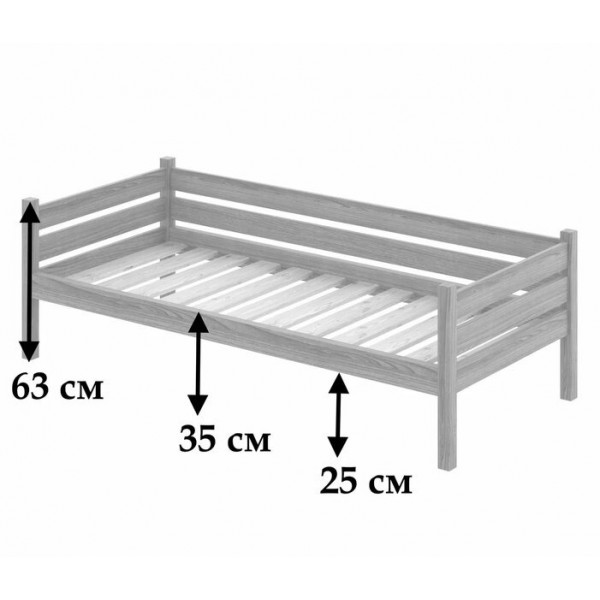 Тахта односпальная из массива сосны с реечным основанием, 100х190 см (габариты 110х200), без покраски