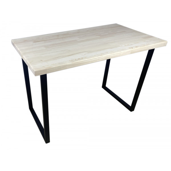Стол кухонный Loft из массива сосны без шлифовки и покраски, 120х70х75 см, с черными металлическими ножками