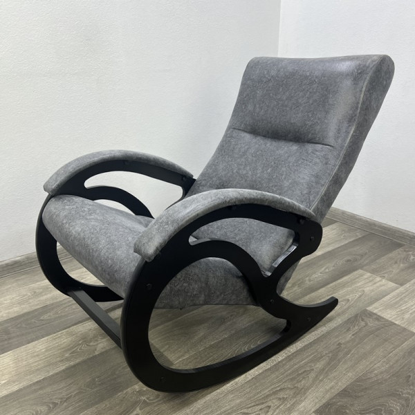 Кресло-качалка Классика из кожзама для дома и дачи, цвет серый