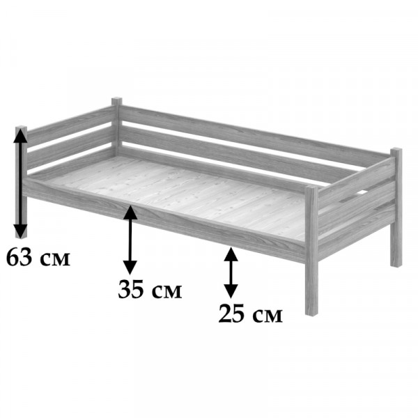Тахта односпальная из массива сосны со сплошным основанием, 100х160 см (габариты 110х170), с двумя выкатными ящиками, без покраски