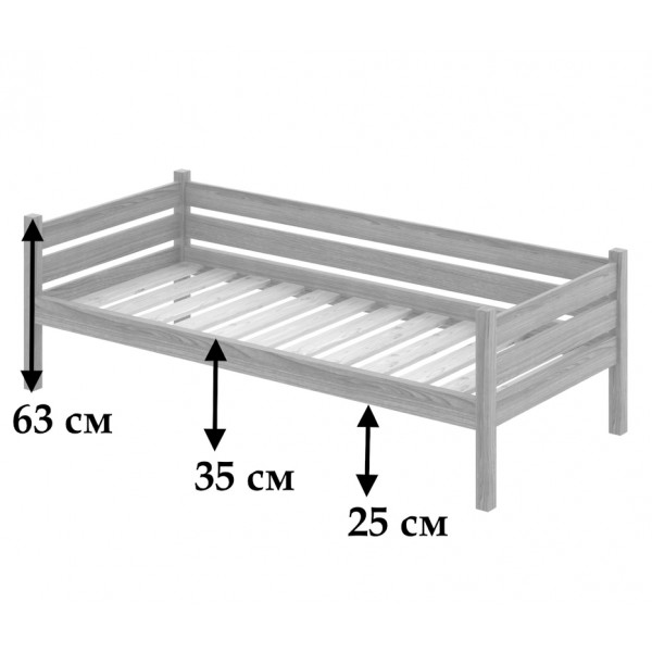 Тахта односпальная из массива сосны с реечным основанием, 80х190 см (габариты 90х200), с двумя выкатными ящиками, без покраски