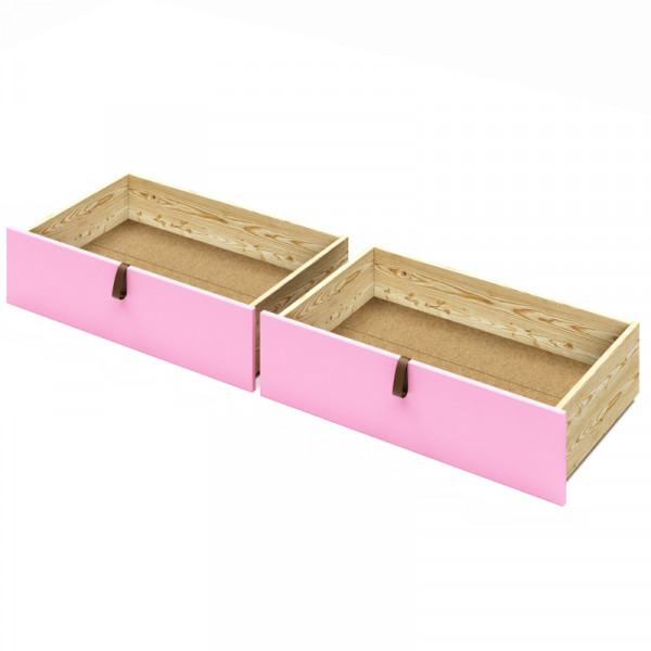 Ящик под кровать выкатной на колесиках для хранения вещей, 57х92,5х20,8 см, цвет розовый, 2 шт.