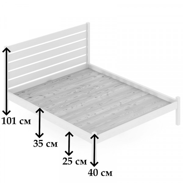 Кровать двуспальная Классика из массива сосны с высокой спинкой и сплошным основанием, 190х140 см (габариты 200х150), цвет ольхи