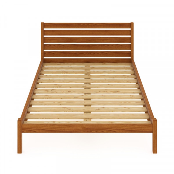 Кровать двуспальная Классика из массива сосны с высокой спинкой и реечным основанием, 190х160 см (габариты 200х170), цвет ольхи