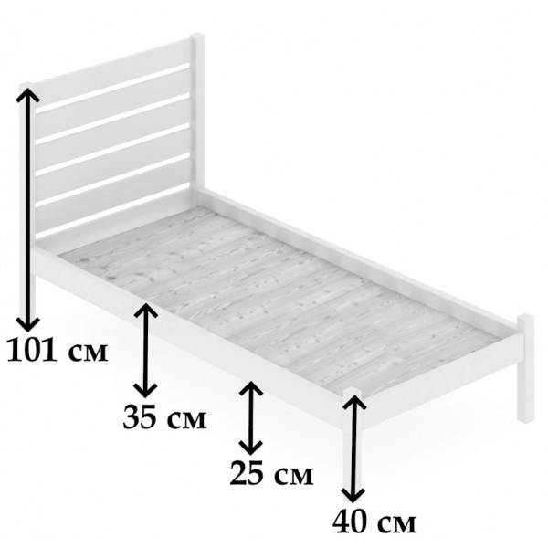 Кровать односпальная Классика из массива сосны со сплошным основанием и высокой спинкой, цвет ольхи, 80х190 см