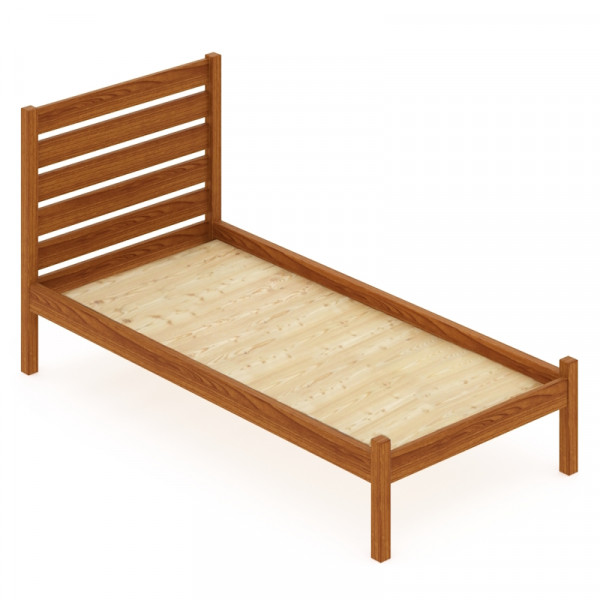 Кровать односпальная Классика из массива сосны со сплошным основанием и высокой спинкой, цвет ольхи, 90х190 см