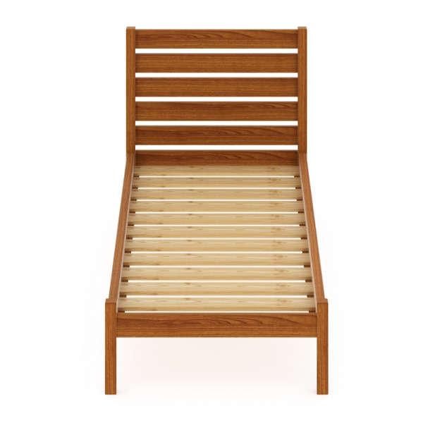 Кровать односпальная Классика из массива сосны с реечным основанием и высокой спинкой, цвет ольхи, 80х190 см