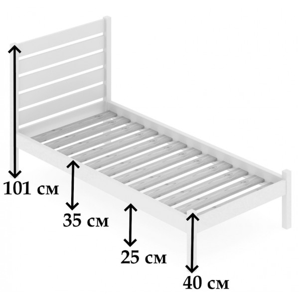 Кровать односпальная Классика из массива сосны с реечным основанием и высокой спинкой, цвет лакированная, 80х190 см