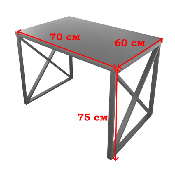 Стол кухонный Loft с лакированной столешницей из массива сосны 40 мм и черными металлическими крестообразными ножками, 70х60х75 см