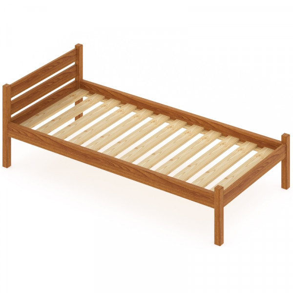 Кровать односпальная Классика из массива сосны с реечным основанием, 190х100 см (габариты 200х110), цвет ольхи