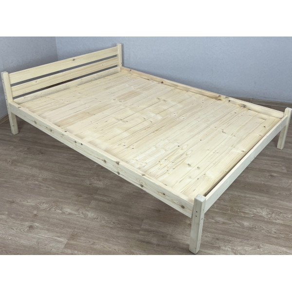 Кровать полутороспальная Классика из массива сосны со сплошным основанием, 190х120 см (габариты 200х130), без шлифовки и покрытия
