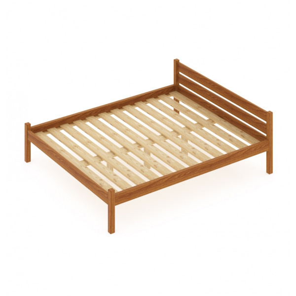 Кровать двуспальная Классика из массива сосны с реечным основанием, 190х180 см (габариты 200х190), цвет ольхи