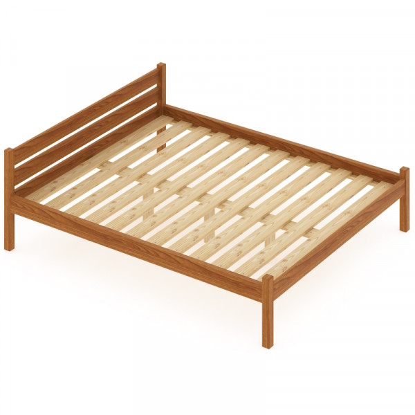 Кровать двуспальная Классика из массива сосны с реечным основанием, 190х140 см (габариты 200х150), цвет ольхи