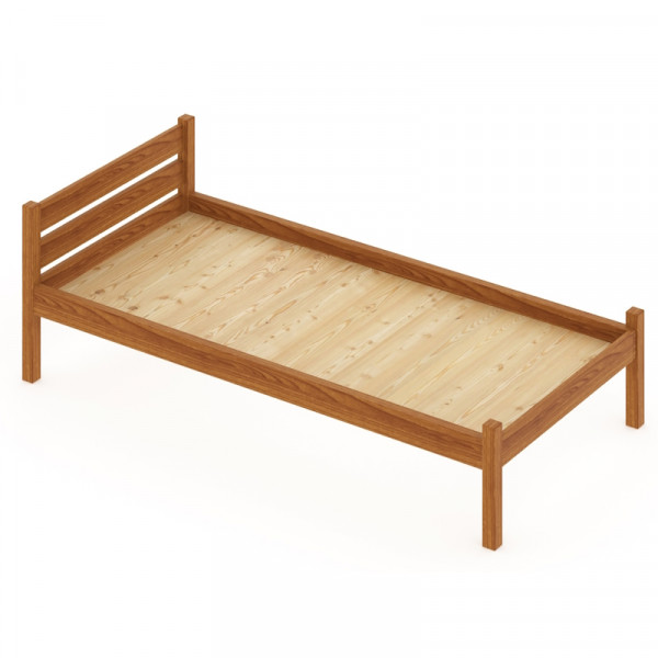 Кровать односпальная Классика из массива сосны со сплошным основанием, 200х80 см (габариты 210х90), цвет ольхи