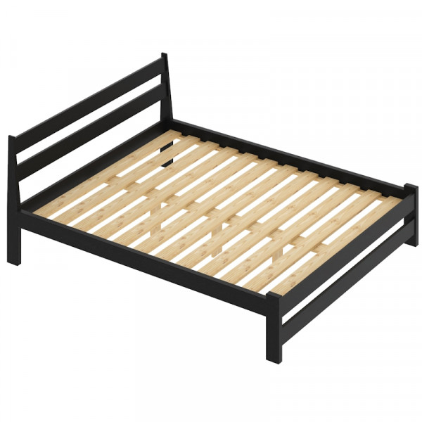 Кровать полутороспальная Мишка усиленная из массива сосны с реечным основанием, 190х120 см (габариты 200х130), цвет черного оникса