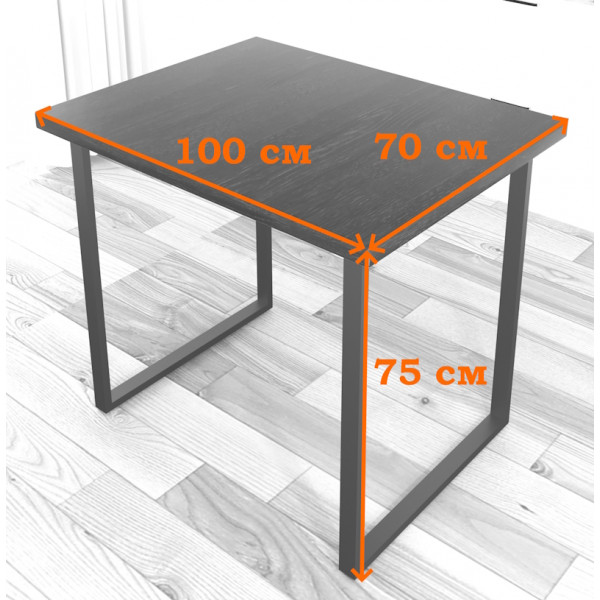Стол кухонный Loft со столешницей цвета ольхи из массива сосны 40 мм и черными металлическими ножками, 100х70х75 см