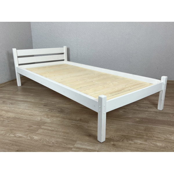 Кровать односпальная Классика из массива сосны со сплошным основанием, 190х100 см (габариты 200х110), цвет белый