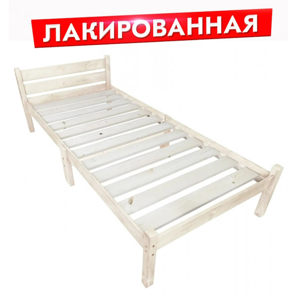 Кровать односпальная Классика Компакт сосновая с реечным основанием, лакированная, 60х190 см