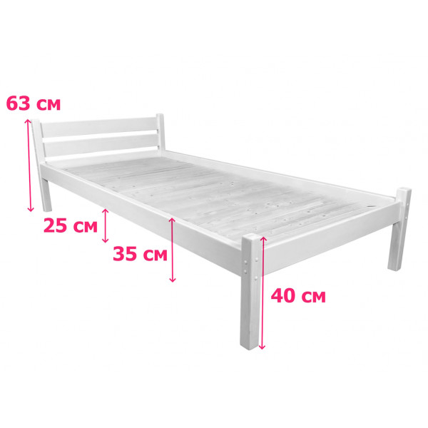 Кровать односпальная Классика из массива сосны со сплошным основанием, 200х100 см (габариты 210х110), без покраски