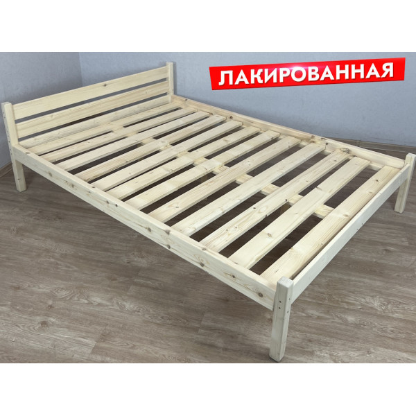 Кровать двуспальная Классика из массива сосны с реечным основанием, 200х180 см (габариты 210х190), лакированная