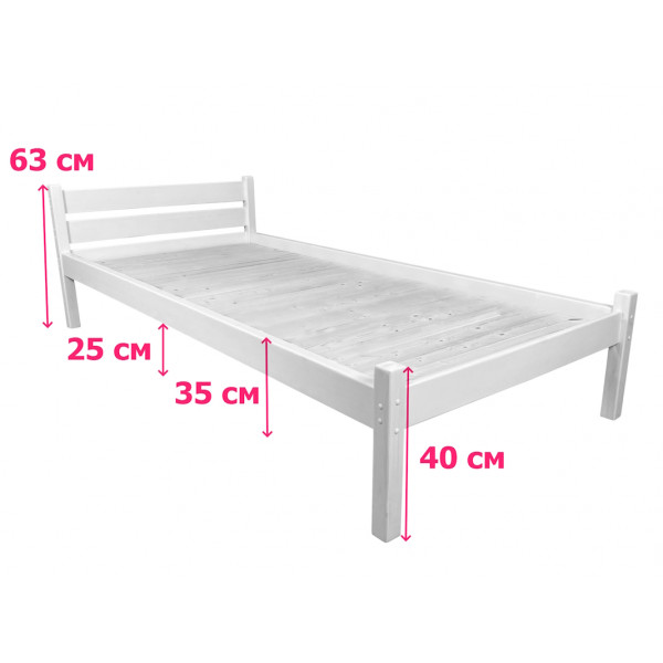 Кровать односпальная Классика из массива сосны со сплошным основанием, 200х90 см (габариты 210х100), лакированная