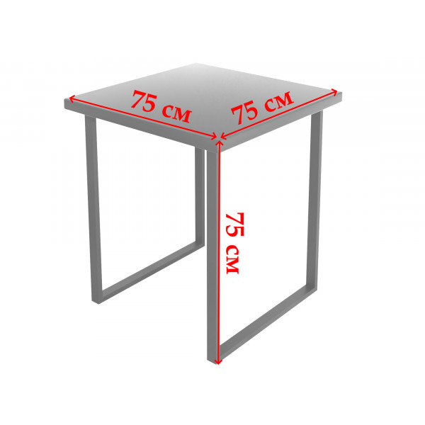 Стол кухонный Loft квадратный с лакированной столешницей из массива сосны 40 мм и черными металлическими ножками, 75х75х75 см
