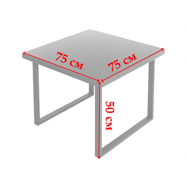 Стол журнальный Loft квадратный с лакированной столешницей из массива сосны 40 мм и черными металлическими ножками, 75х75х50 см