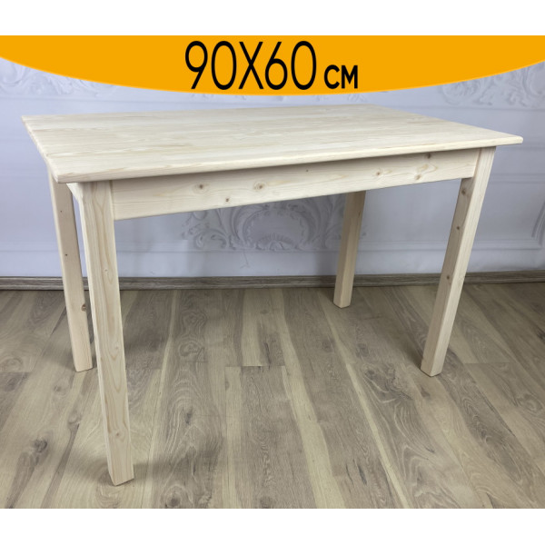 Стол кухонный Классика из массива сосны, столешница 20 мм, без шлифовки и покраски, 90х60х75 см