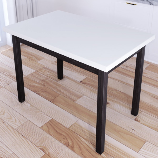 Стол кухонный Классика со столешницей белого цвета из массива сосны 40 мм и ножками цвета венге, 90х60х75 см
