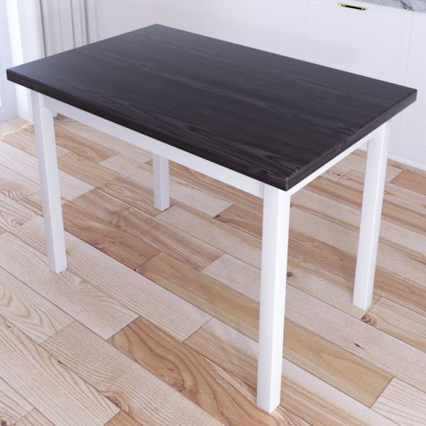 Стол кухонный Классика со столешницей цвета венге из массива сосны 40 мм и белыми ножками, 90х60х75 см