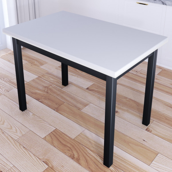 Стол кухонный Классика со столешницей белого цвета из массива сосны 40 мм и ножками цвета антрацит, 110х60х75 см