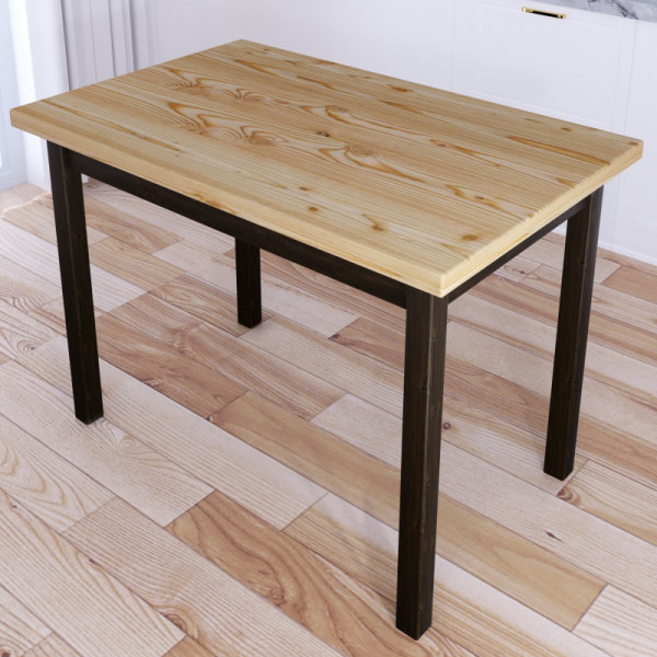 Стол кухонный Классика с лакированной столешницей из массива сосны 40 мм и ножками цвета темного дуба, 110х60х75 см