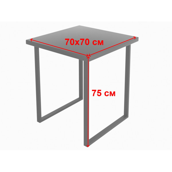 Стол кухонный Loft квадратный с лакированной столешницей из массива сосны 40 мм и белыми металлическими ножками, 70х70х75 см