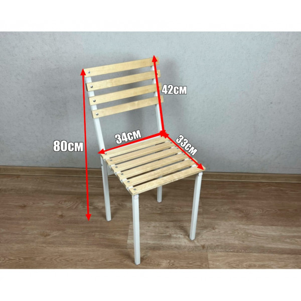 Комплект стульев металлических универсальных, белый каркас с березовой спинкой и сиденьем без покрытия, 4 шт.