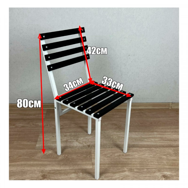 Комплект стульев металлических универсальных, белый каркас с черной березовой спинкой и сиденьем, 6 шт.