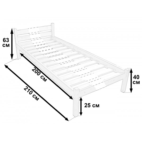 Кровать из массива сосны с основанием односпальная 90х200