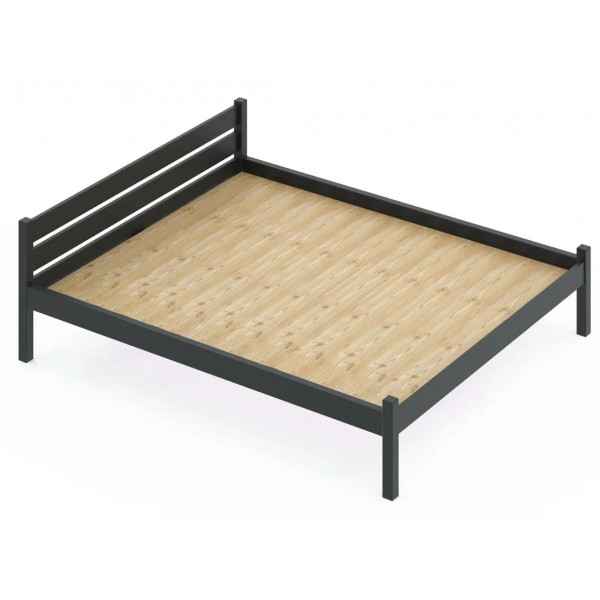 Кровать полутороспальная Классика из массива сосны со сплошным основанием, 200х120 см (габариты 210х130), цвет антрацит