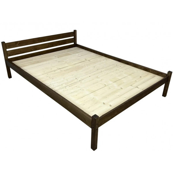 Кровать полутороспальная Классика из массива сосны со сплошным основанием, 190х120 см (габариты 200х130), цвет темный дуб