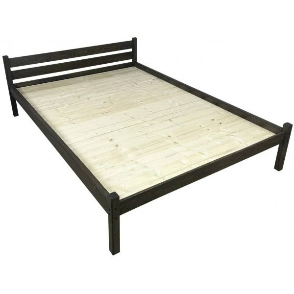 Кровать полутороспальная Классика из массива сосны со сплошным основанием, 190х120 см (габариты 200х130), цвет венге