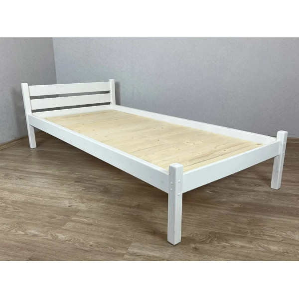 Кровать односпальная Классика из массива сосны со сплошным основанием, 200х90 см (габариты 210х100), цвет белый