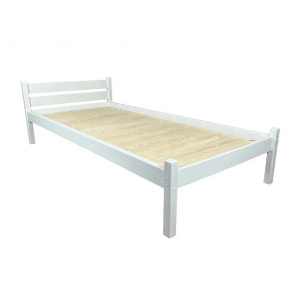 Кровать односпальная Классика из массива сосны со сплошным основанием, 190х80 см (габариты 200х90), цвет белый