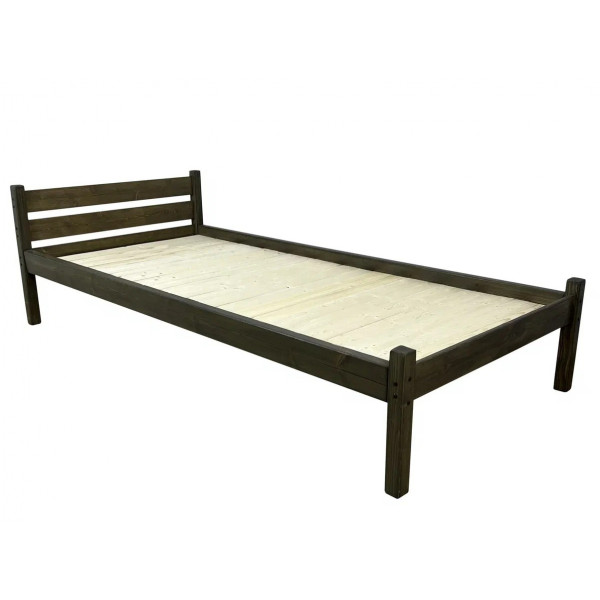 Кровать односпальная Классика из массива сосны со сплошным основанием, 190х80 см (габариты 200х90), цвет венге