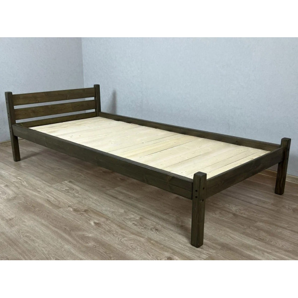 Кровать односпальная Классика из массива сосны со сплошным основанием, 190х90 см (габариты 200х100), цвет венге