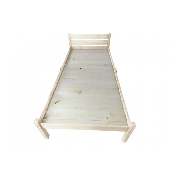 Кровать односпальная Классика Компакт сосновая со сплошным основанием, без покраски, 90х190 см