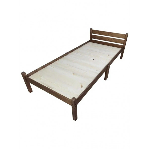 Кровать односпальная Классика Компакт сосновая со сплошным основанием, цвет темный дуб, 200х60 см
