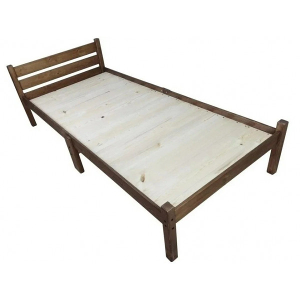 Кровать односпальная Классика Компакт сосновая со сплошным основанием, цвет темный дуб, 190х60 см